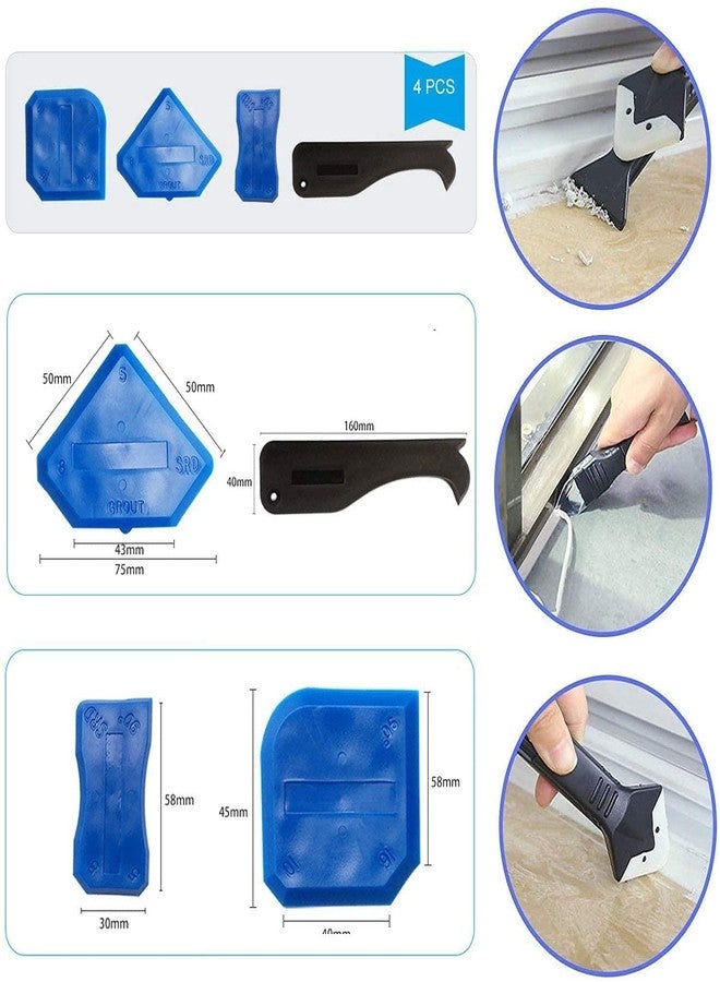 JD Fresh 5 in 1 Stainless Steel Head Scraper/Caulking Tool Kit/Sealant Finishing Grout Scraper/Gap Filler/Scraper Finishing Tool for Tiles/Countertop/Bathtubs/Sinks/Window/Home(Black/5 Silicone Pads) - Image 5